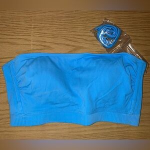 Target Blue Ribbed Bandeau Top